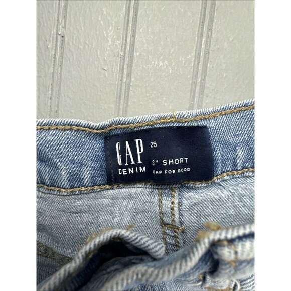 Gap Size 25 Womens  3" Shorts Denim Jeans Cut Off Distress Low Rise Ligh… - Picture 2 of 3